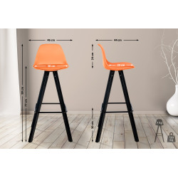 Tabouret de bar Corbin simili cuir carré orange