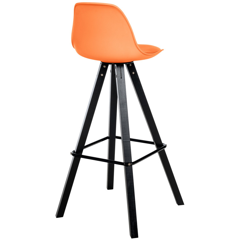 Tabouret de bar Corbin simili cuir carré orange