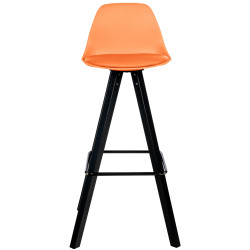 Tabouret de bar Corbin simili cuir carré orange