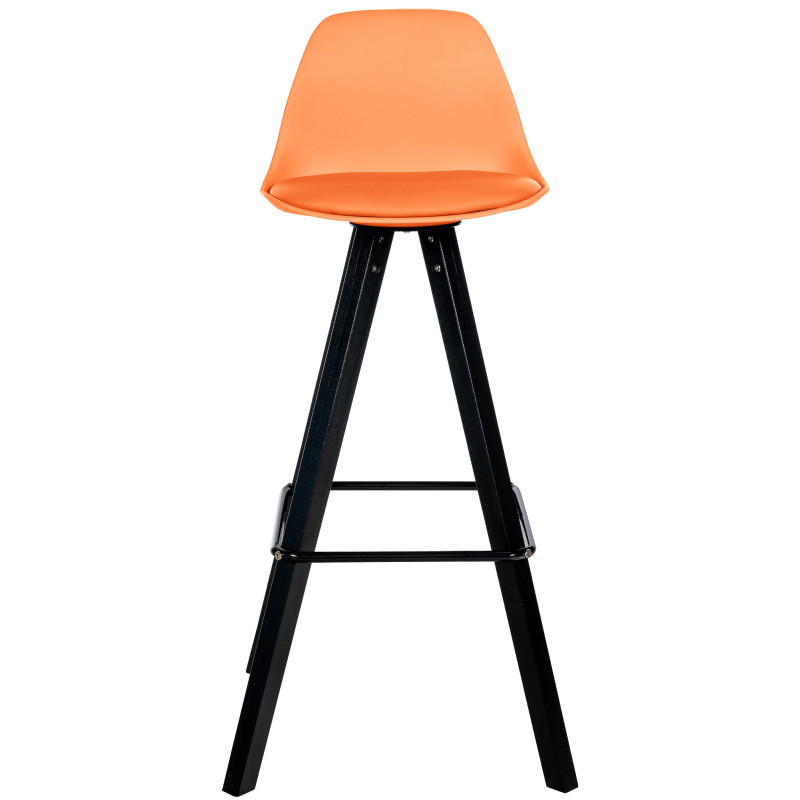 Tabouret de bar Corbin simili cuir carré orange