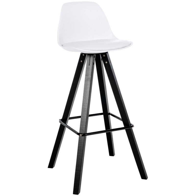 Tabouret de bar Corbin simili cuir carré blanc