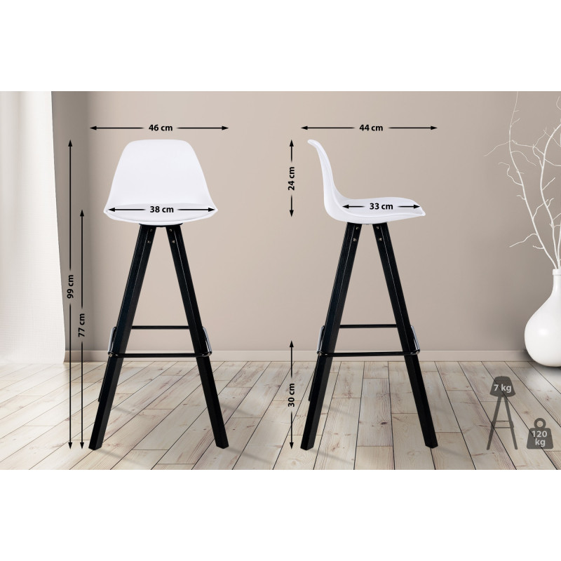 Tabouret de bar Corbin simili cuir carré blanc