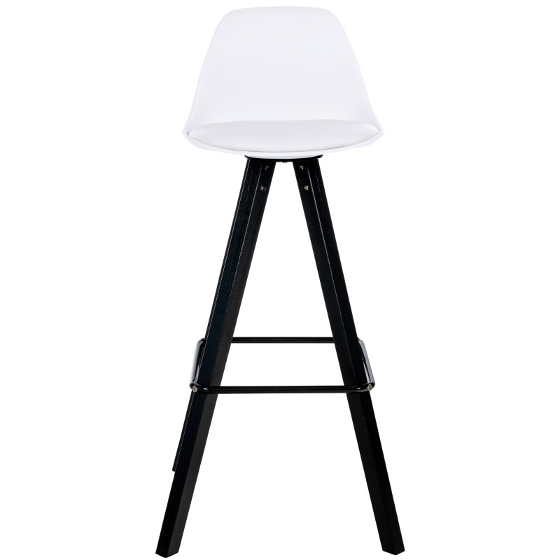 Tabouret de bar Corbin simili cuir carré blanc
