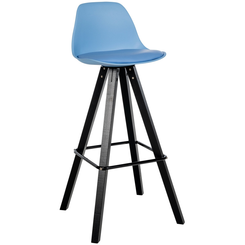 Tabouret de bar Corbin simili cuir carré bleu