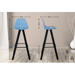 Tabouret de bar Corbin simili cuir carré bleu