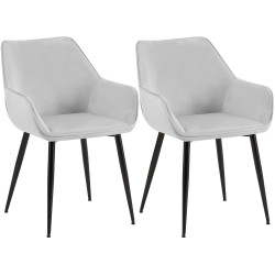 Ensemble de 2 chaises de salle à manger Vessa en velours gris clair