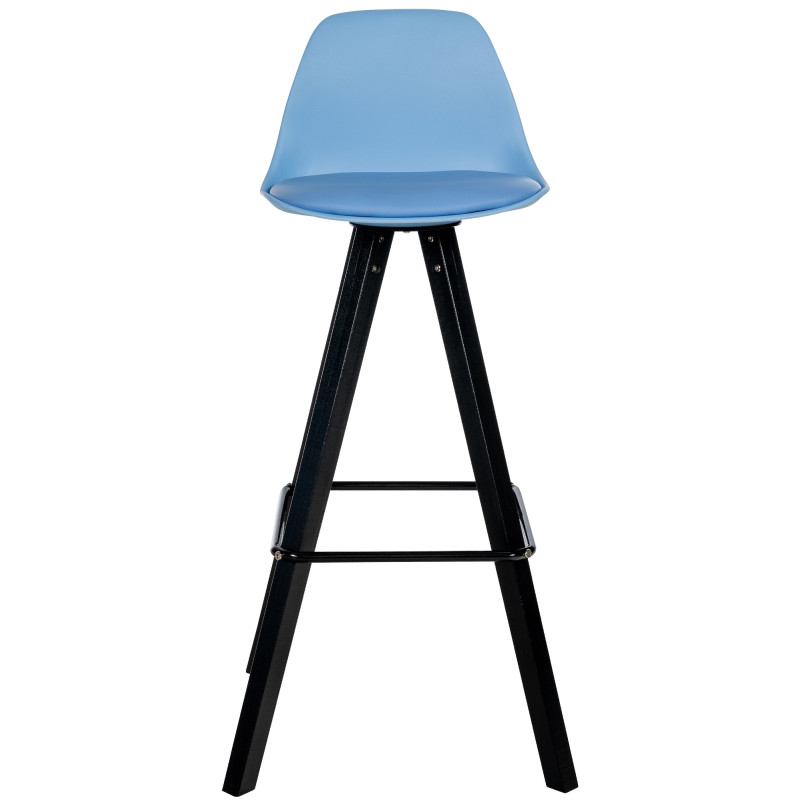 Tabouret de bar Corbin simili cuir carré bleu
