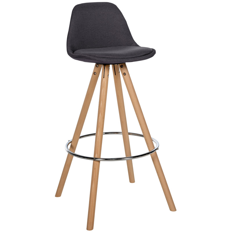 Tabouret de bar Corbin tissu rond nature gris foncé