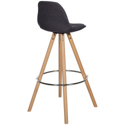 Tabouret de bar Corbin tissu rond nature gris foncé