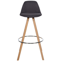 Tabouret de bar Corbin tissu rond nature gris foncé