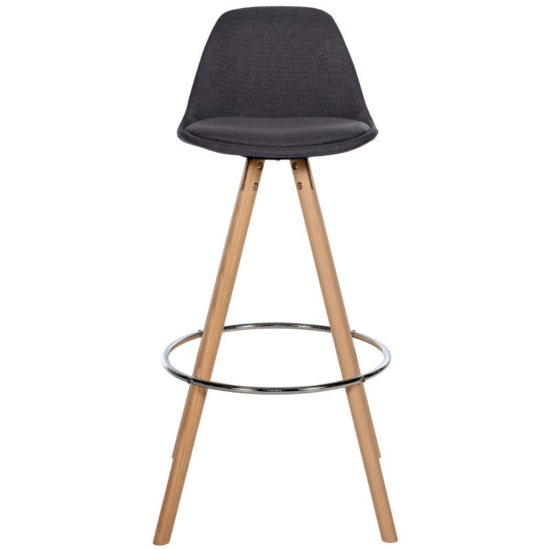 Tabouret de bar Corbin tissu rond nature gris foncé
