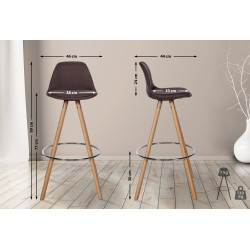 Tabouret de bar Corbin tissu rond nature brun