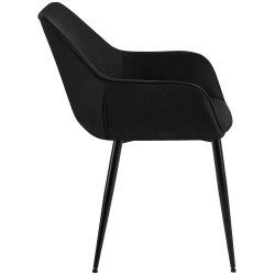 Ensemble de 2 chaises de salle à manger Vessa, tissu noir