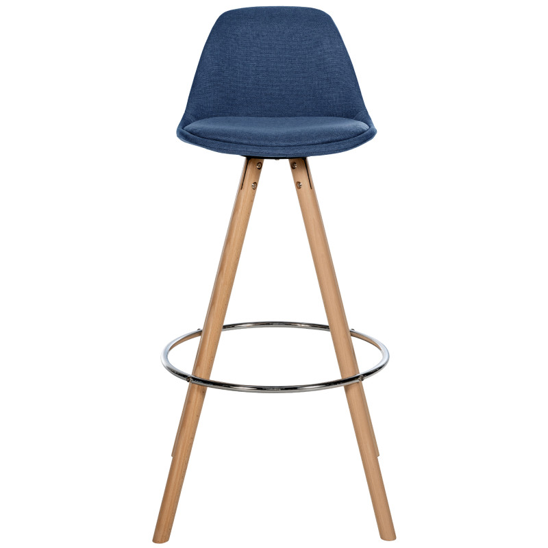 Tabouret de bar Corbin tissu rond nature bleu