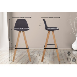 Tabouret de bar Corbin tissu carré nature gris foncé