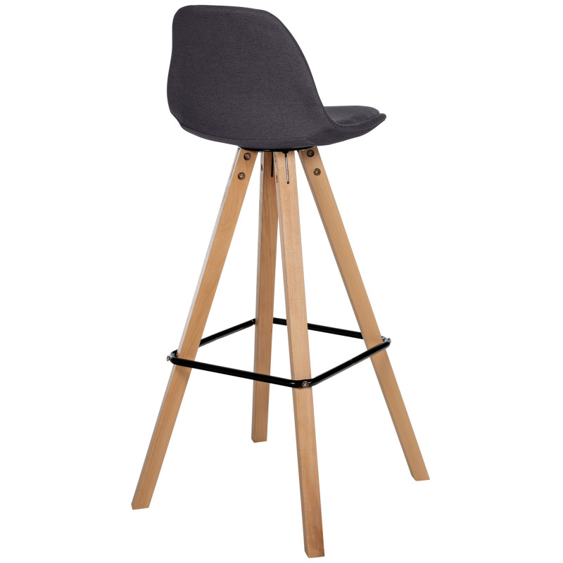 Tabouret de bar Corbin tissu carré nature gris foncé