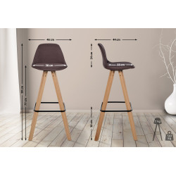Tabouret de bar Corbin tissu carré nature brun