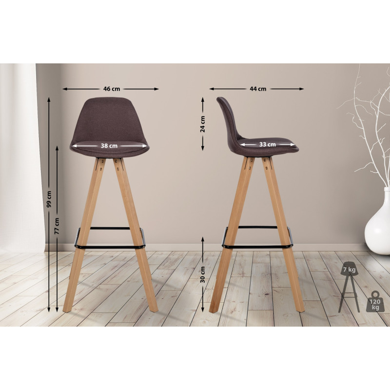 Tabouret de bar Corbin tissu carré nature brun