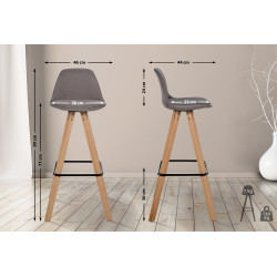 Tabouret de bar Corbin tissu carré nature taupe