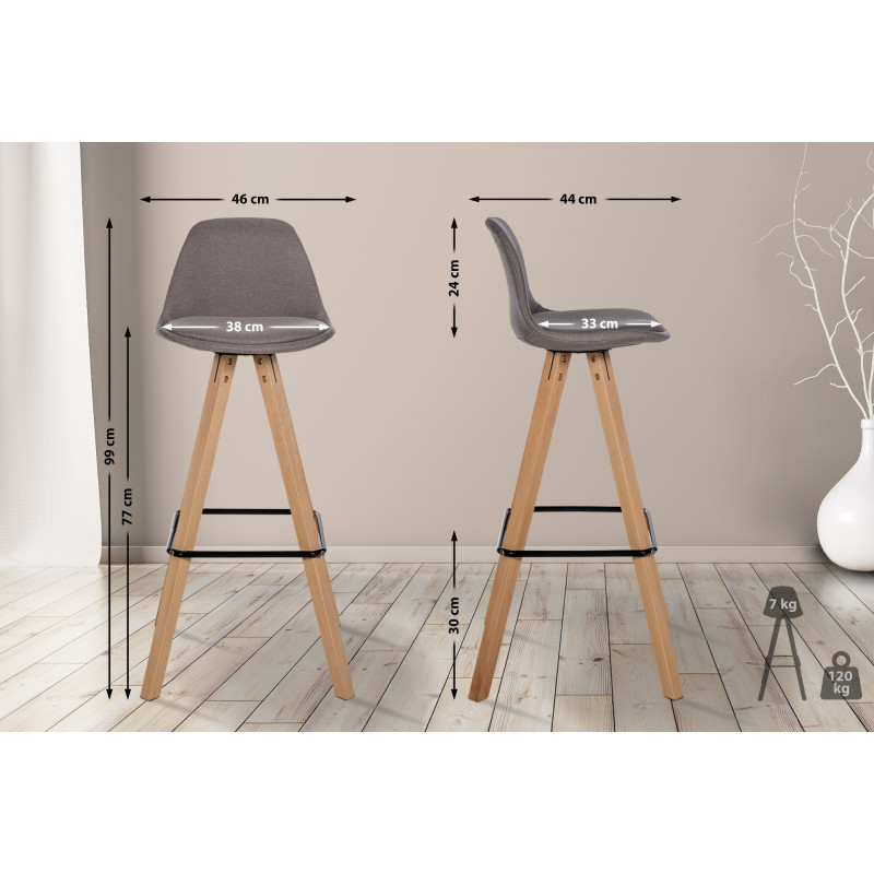 Tabouret de bar Corbin tissu carré nature taupe
