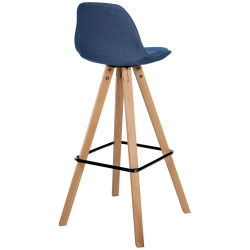 Tabouret de bar Corbin tissu carré nature bleu