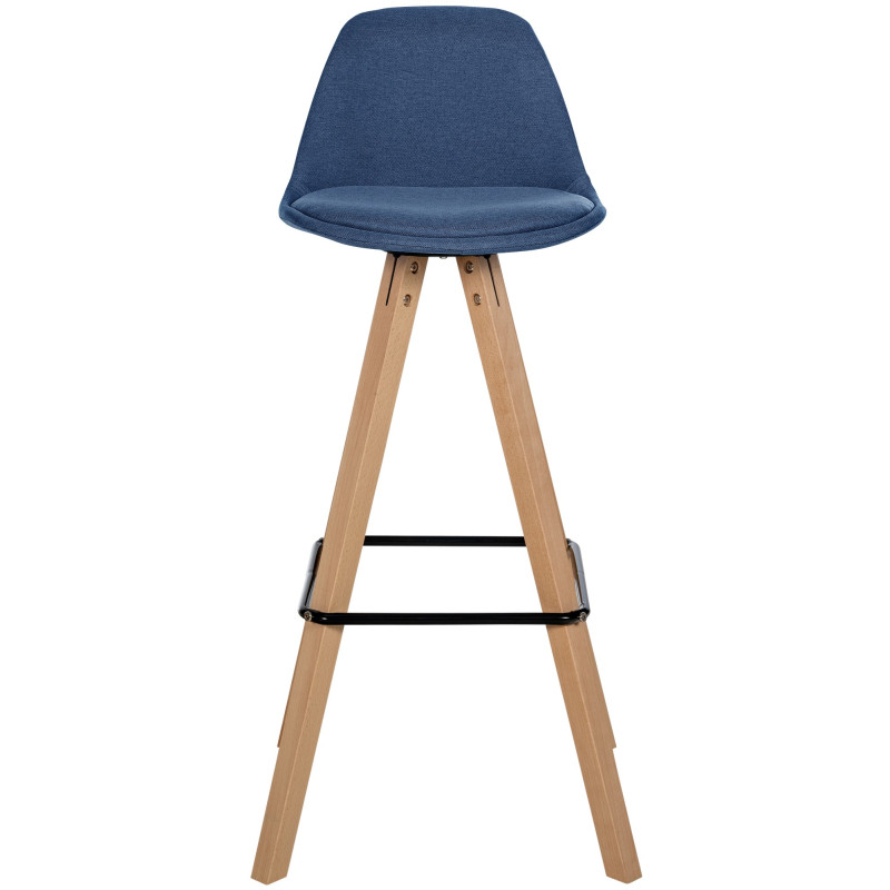 Tabouret de bar Corbin tissu carré nature bleu