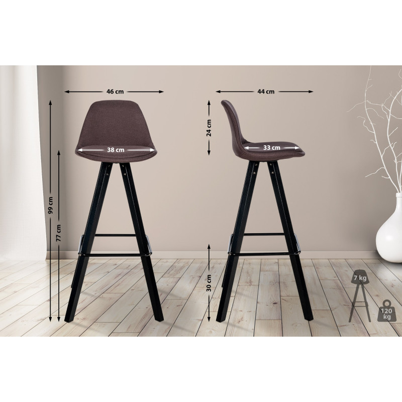 Tabouret de bar Corbin tissu carré brun
