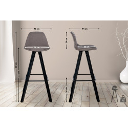 Tabouret de bar Corbin tissu carré taupe