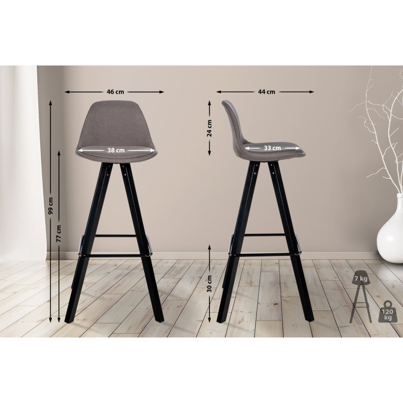 Tabouret de bar Corbin tissu carré taupe