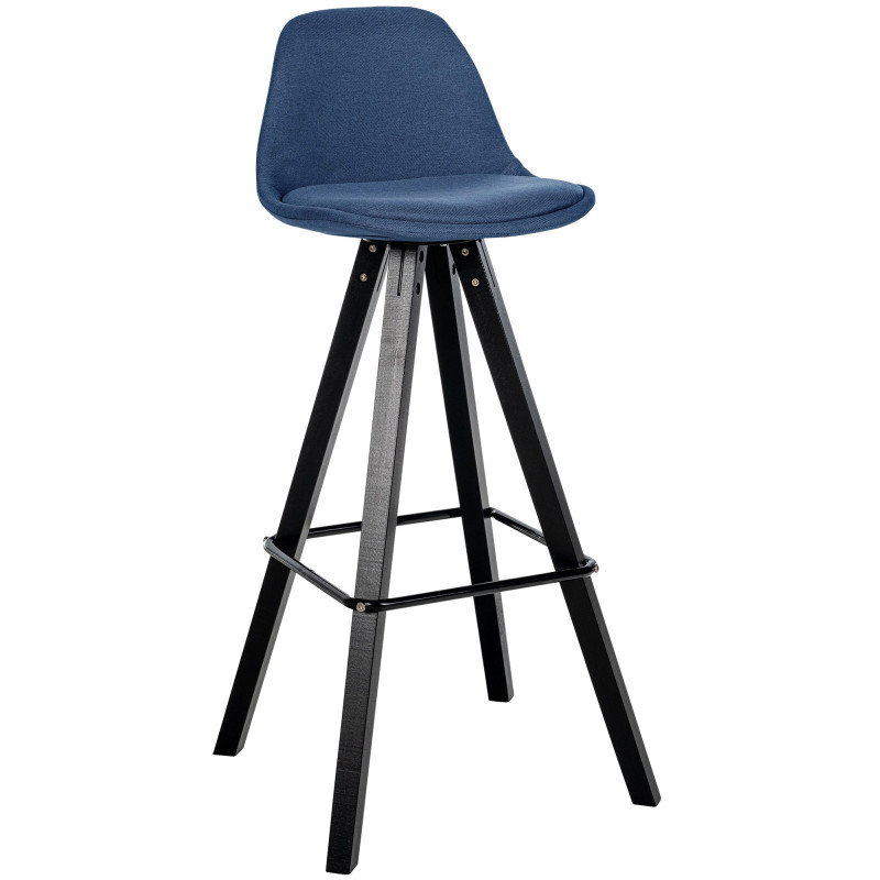 Tabouret de bar Corbin tissu carré bleu