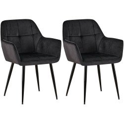 Lot de 2 chaises de salle à manger Emia en velours noir