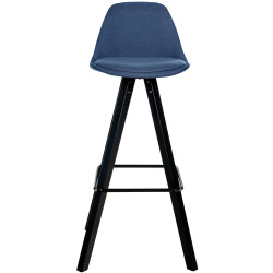 Tabouret de bar Corbin tissu carré bleu