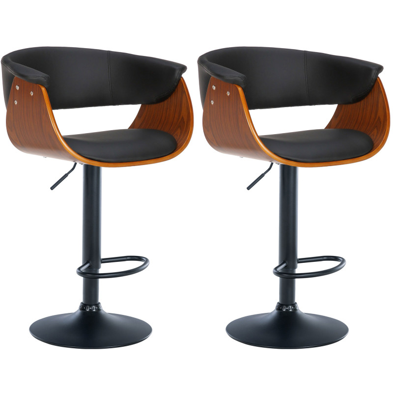 Lot de 2 tabourets de bar Vestal simili cuir noyer/noir