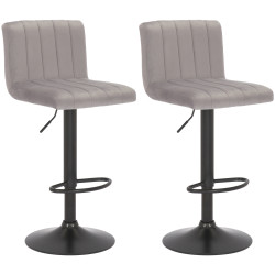 Lot de 2 tabourets de bar en velours Jamie gris