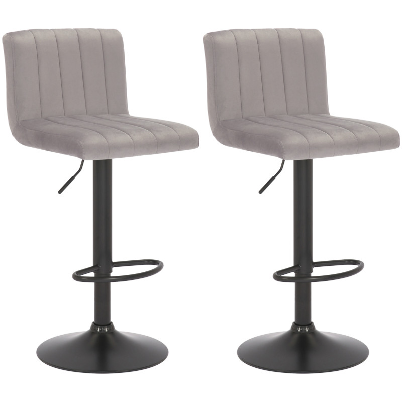 Lot de 2 tabourets de bar en velours Jamie gris