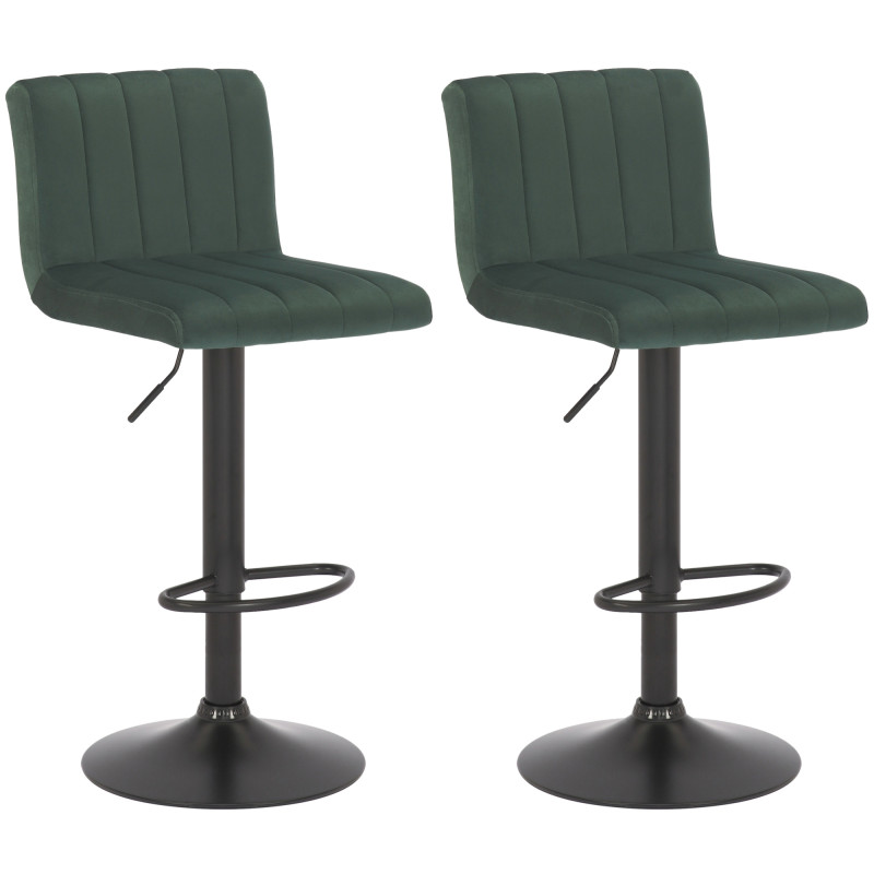 Lot de 2 tabourets de bar en velours Jamie vert