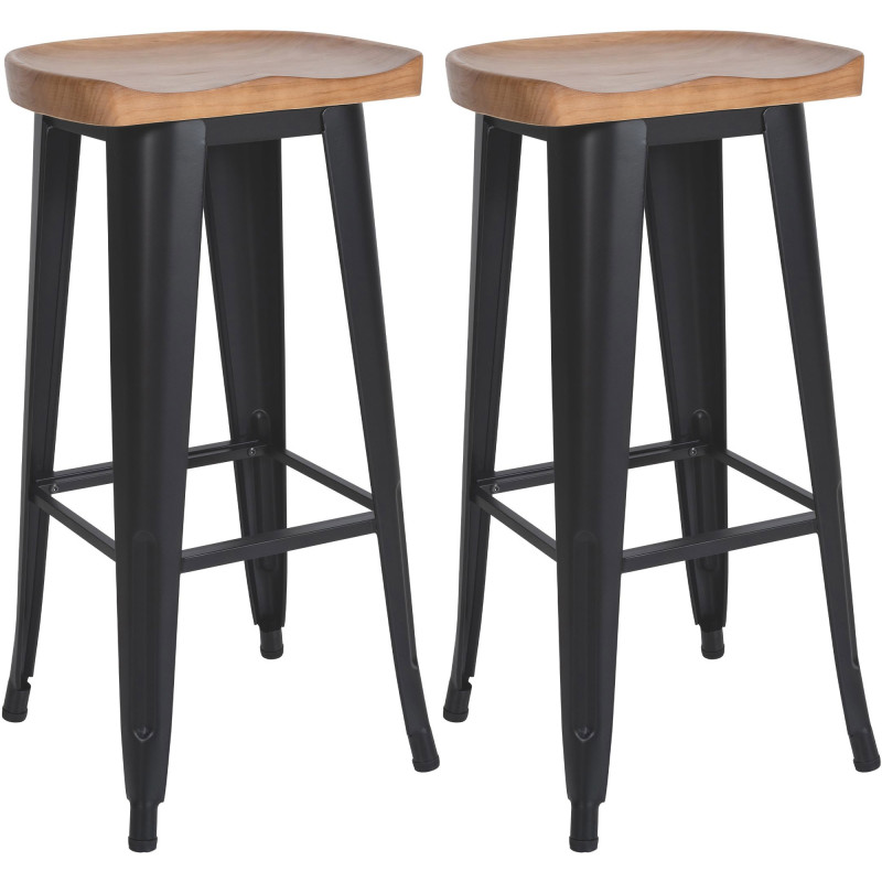 Lot de 2 tabourets de bar Clara noir