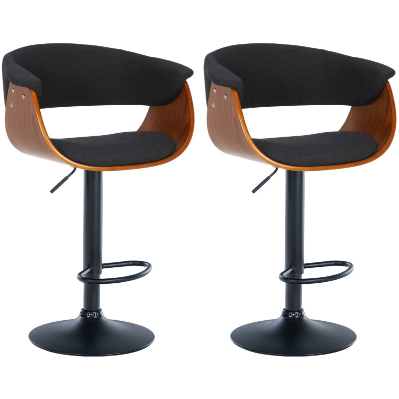Lot de 2 tabourets de bar en tissu Vestal noyer/noir