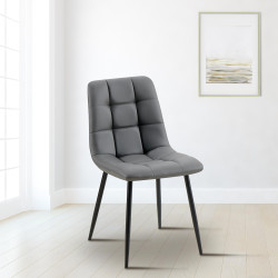 Chaise de salle à manger Antibes, similicuir gris foncé