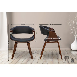 Lot de 2 chaises de salle à manger Foley, similicuir, noyer/noir