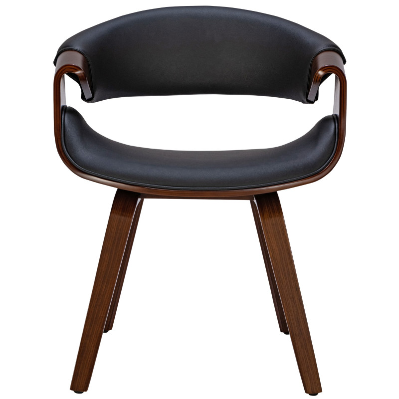 Lot de 2 chaises de salle à manger Foley, similicuir, noyer/noir