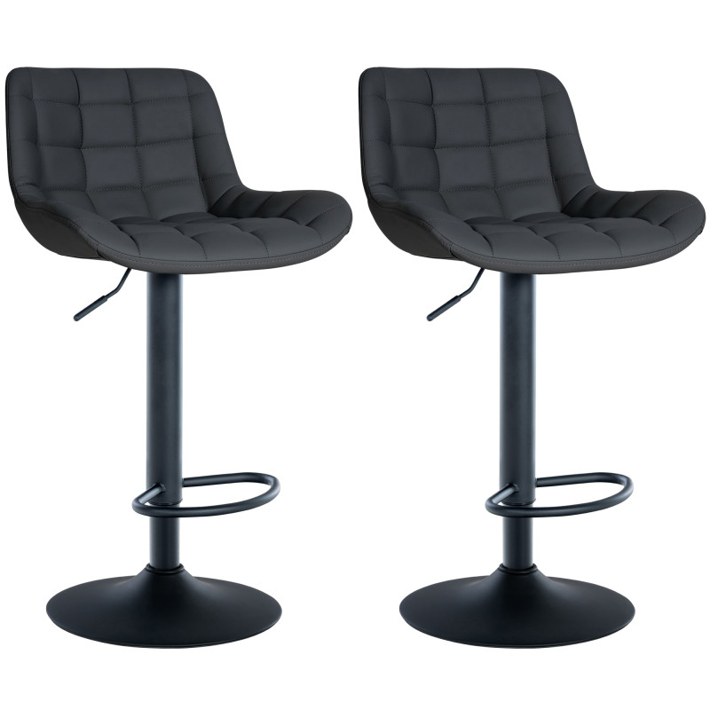 Lot de 2 tabourets de bar Tover en cuir artificiel noir