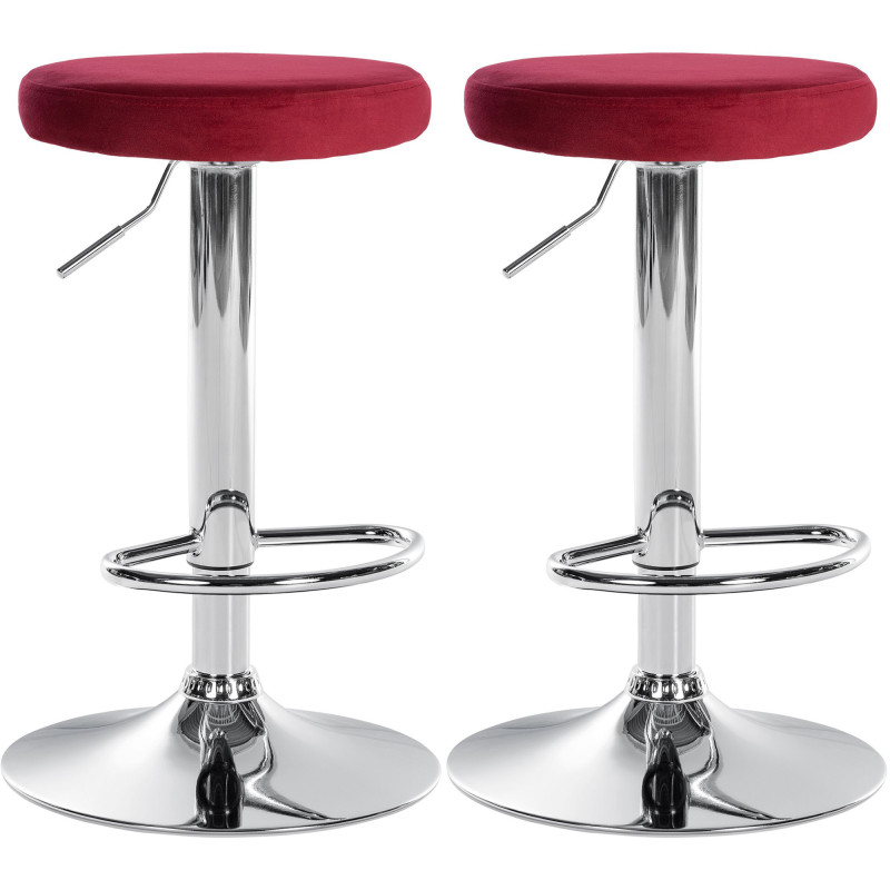 Lot de 2 tabourets de bar Ponte velours chromé rouge