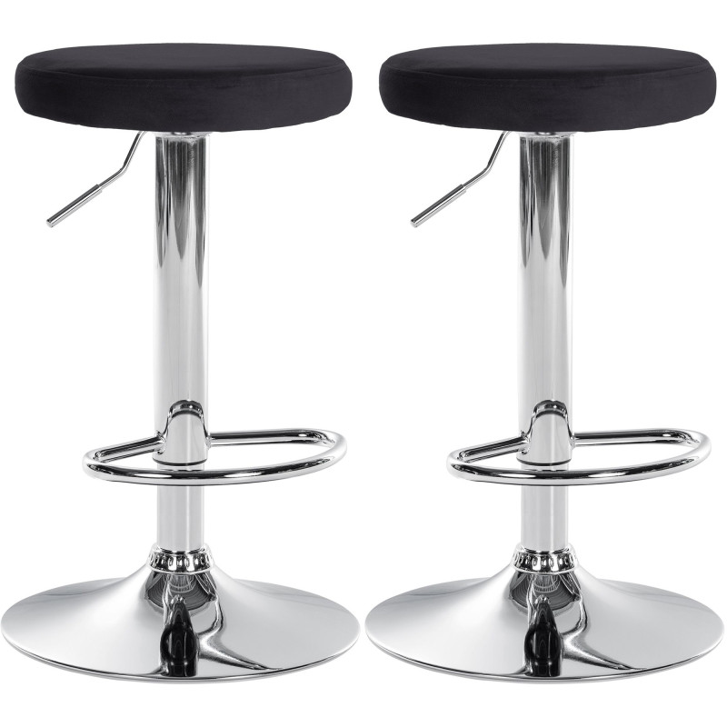 Lot de 2 tabourets de bar Ponte velours chromé noir