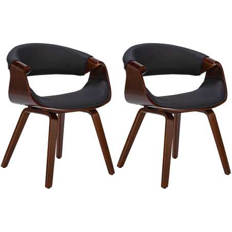Lot de 2 chaises de salle à manger en tissu Foley noyer/noir