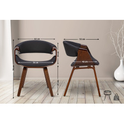 Ensemble de 2 chaises de salle à manger Foley, tissu noyer/noir