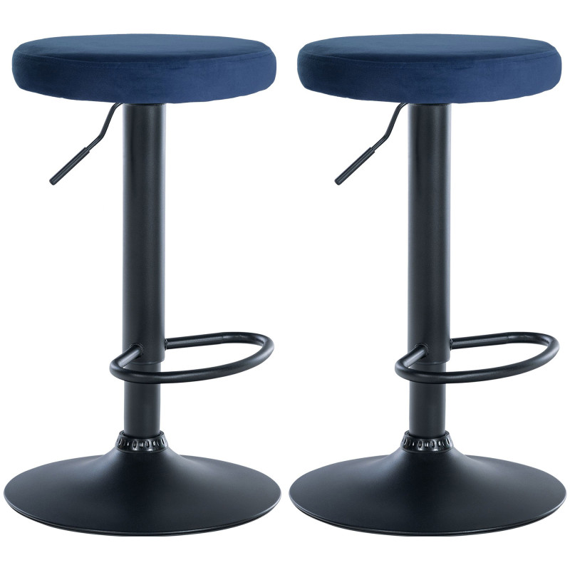 Lot de 2 tabourets de bar Ponte velours bleu