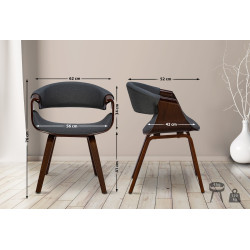 Lot de 2 chaises de salle à manger en tissu Foley noyer/gris