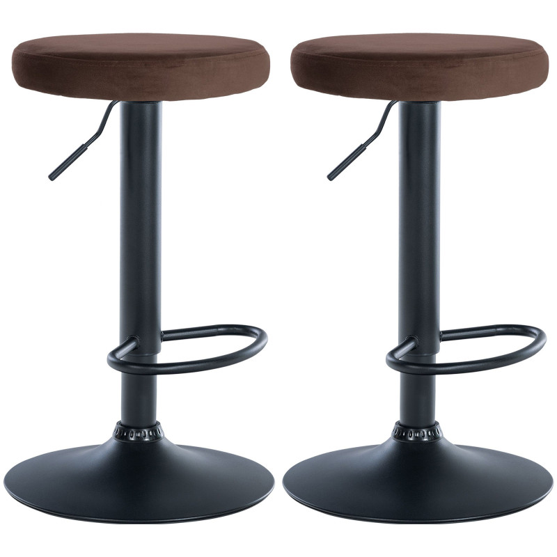 Lot de 2 tabourets de bar Ponte velours brun