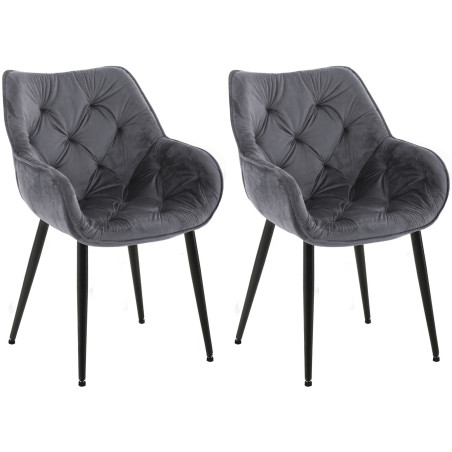 Lot de 2 chaises en velours Tanna gris foncé